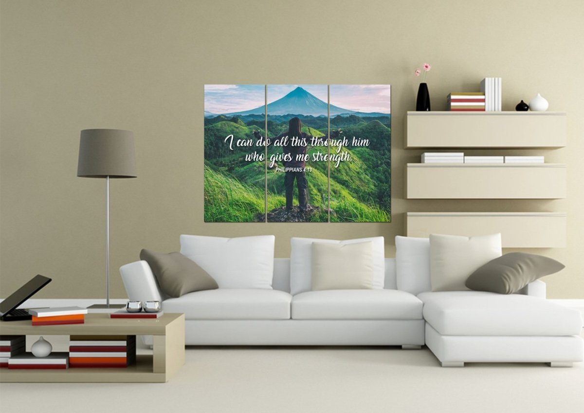 I Can Do All This Through Him Who Gives Me Strength Canvas Wall Art - Christian Canvas Wall Art