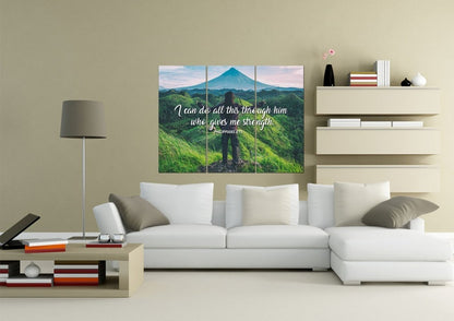 I Can Do All This Through Him Who Gives Me Strength Canvas Wall Art - Christian Canvas Wall Art