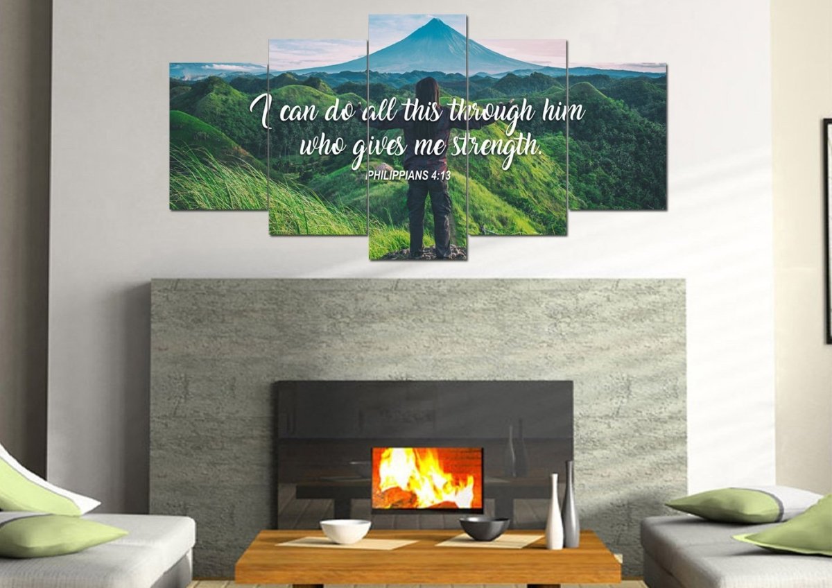 I Can Do All This Through Him Who Gives Me Strength Canvas Wall Art - Christian Canvas Wall Art
