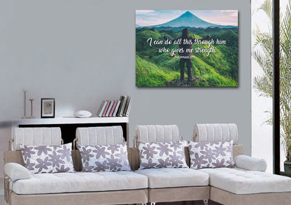 I Can Do All This Through Him Who Gives Me Strength Canvas Wall Art - Christian Canvas Wall Art
