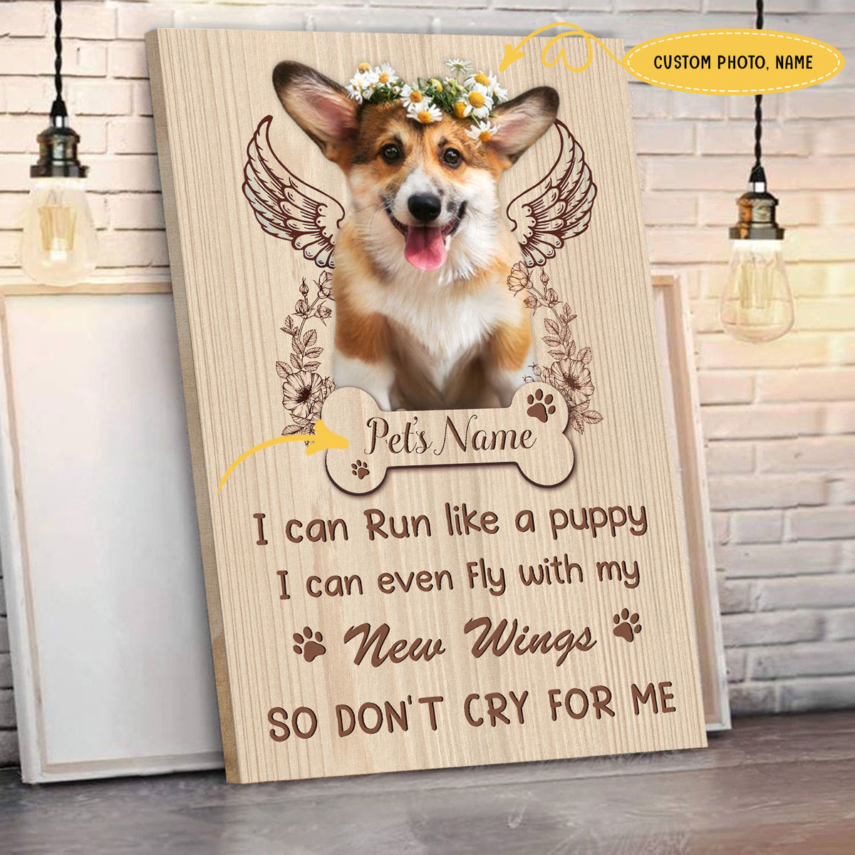 I Can Fly Don't Cry For Me Personalized Pet Memorial Canvas Wall Art - Pet Memorial Gifts
