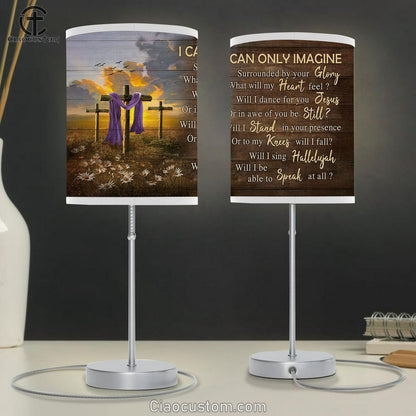 I Can Only Image The Old Rugged Cross Daisy Flower Field Table Lamp Prints - Religious Table Lamp Art - Christian Home Decor