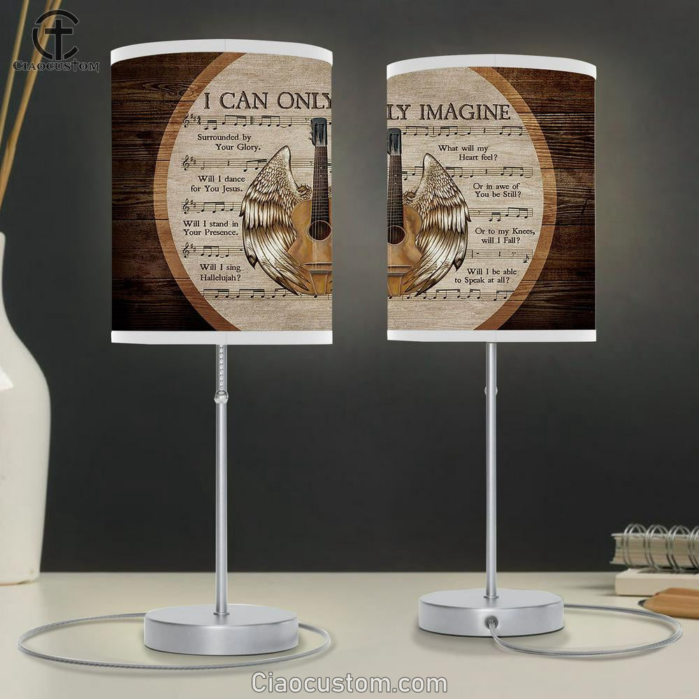 I Can Only Imagine Acoustic Guitar, Angel Wings Lamp Art Table Lamp - Christian Lamp Art - Religious Art