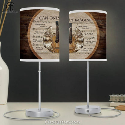 I Can Only Imagine Acoustic Guitar, Angel Wings Lamp Art Table Lamp - Christian Lamp Art - Religious Art