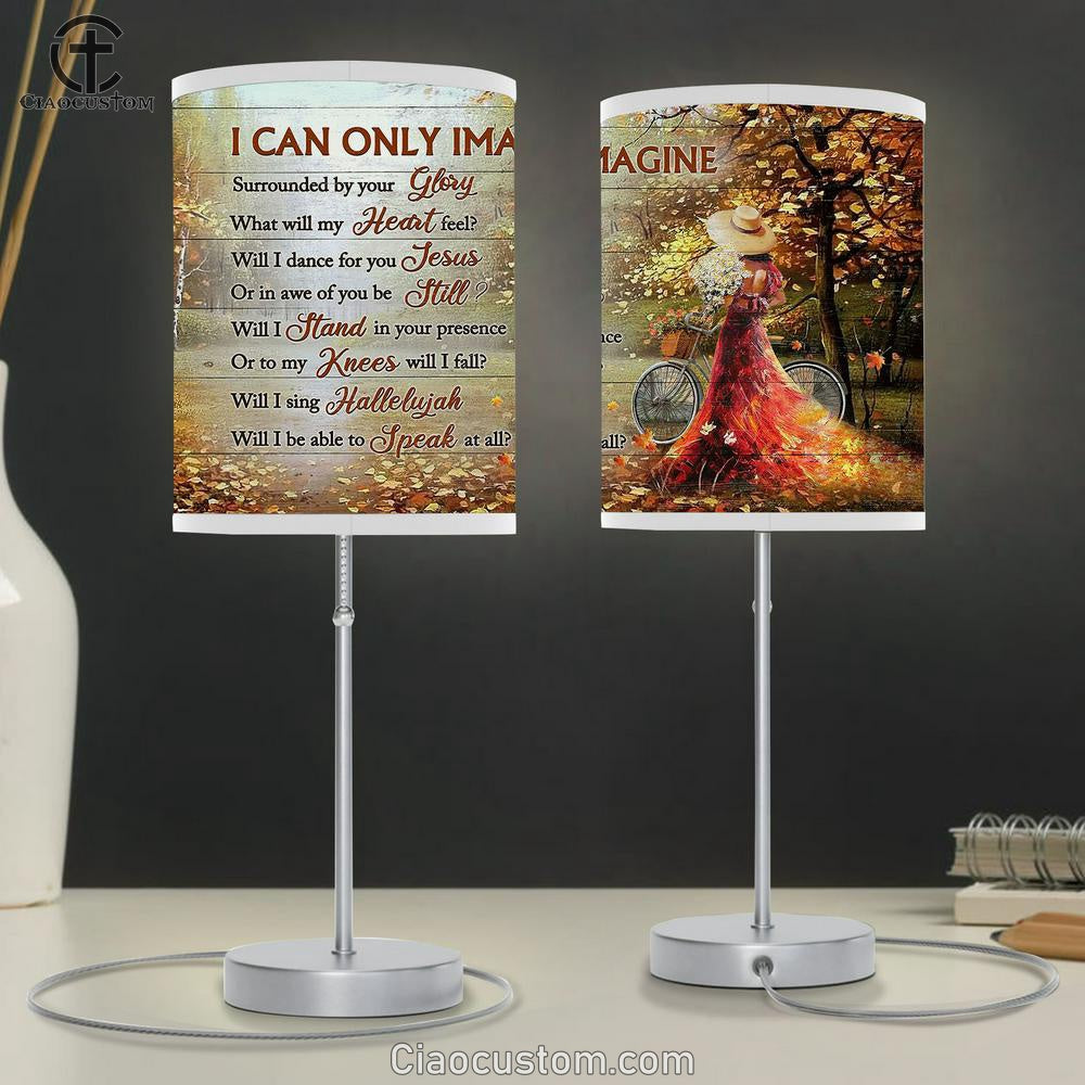 I Can Only Imagine Autumn Forest Woman Table Lamp For Bedroom - Bible Verse Table Lamp - Religious Room Decor