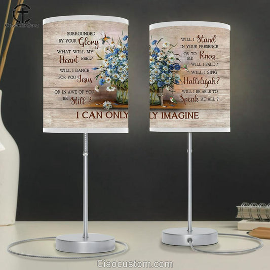 I Can Only Imagine Baby Daisy Flower Hummingbird Table Lamp For Bedroom - Bible Verse Table Lamp - Religious Room Decor