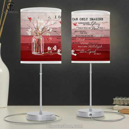 I Can Only Imagine Baby Flower Cardinal Table Lamp For Bedroom - Bible Verse Table Lamp - Religious Room Decor