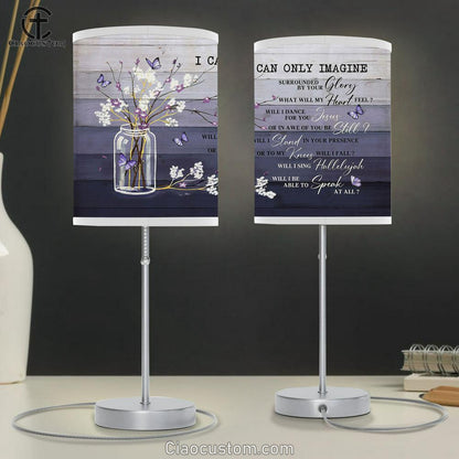 I Can Only Imagine Baby Flower Purple Butterfly Table Lamp For Bedroom - Bible Verse Table Lamp - Religious Room Decor