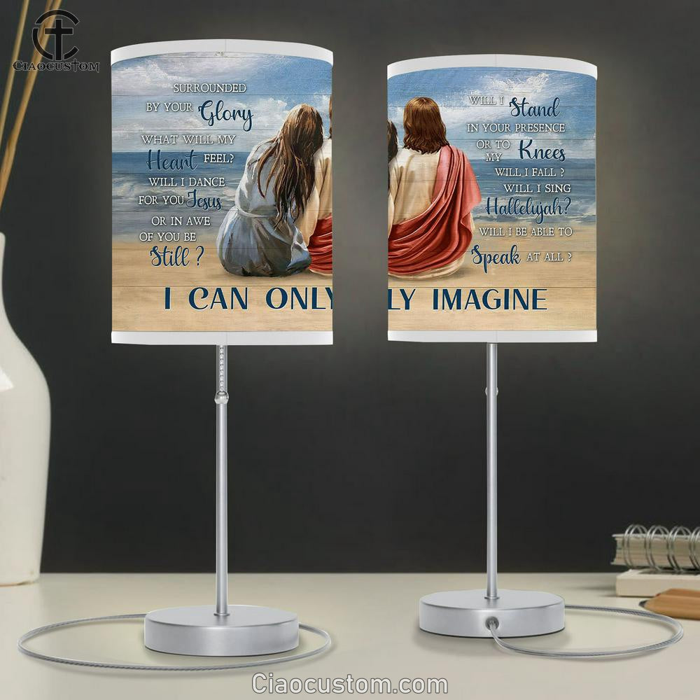 I Can Only Imagine Blue Beach Girl Lamp Art Table Lamp - Christian Lamp Art - Religious Art