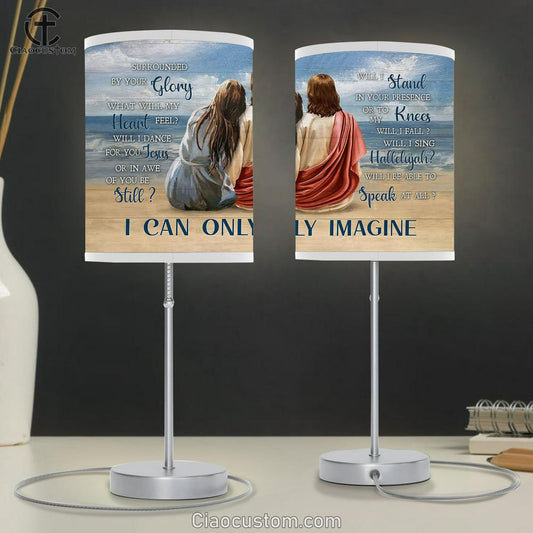 I Can Only Imagine Blue Beach Girl Lamp Art Table Lamp - Christian Lamp Art - Religious Art