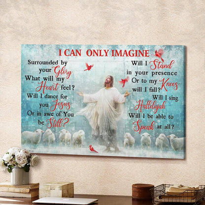I Can Only Imagine Canvas - Radiance Jesus And Snow Cardinal Canvas - Jesus Canvas - Christmas Wall Art