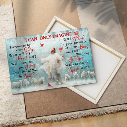 I Can Only Imagine Canvas - Radiance Jesus And Snow Cardinal Canvas - Jesus Canvas - Christmas Wall Art