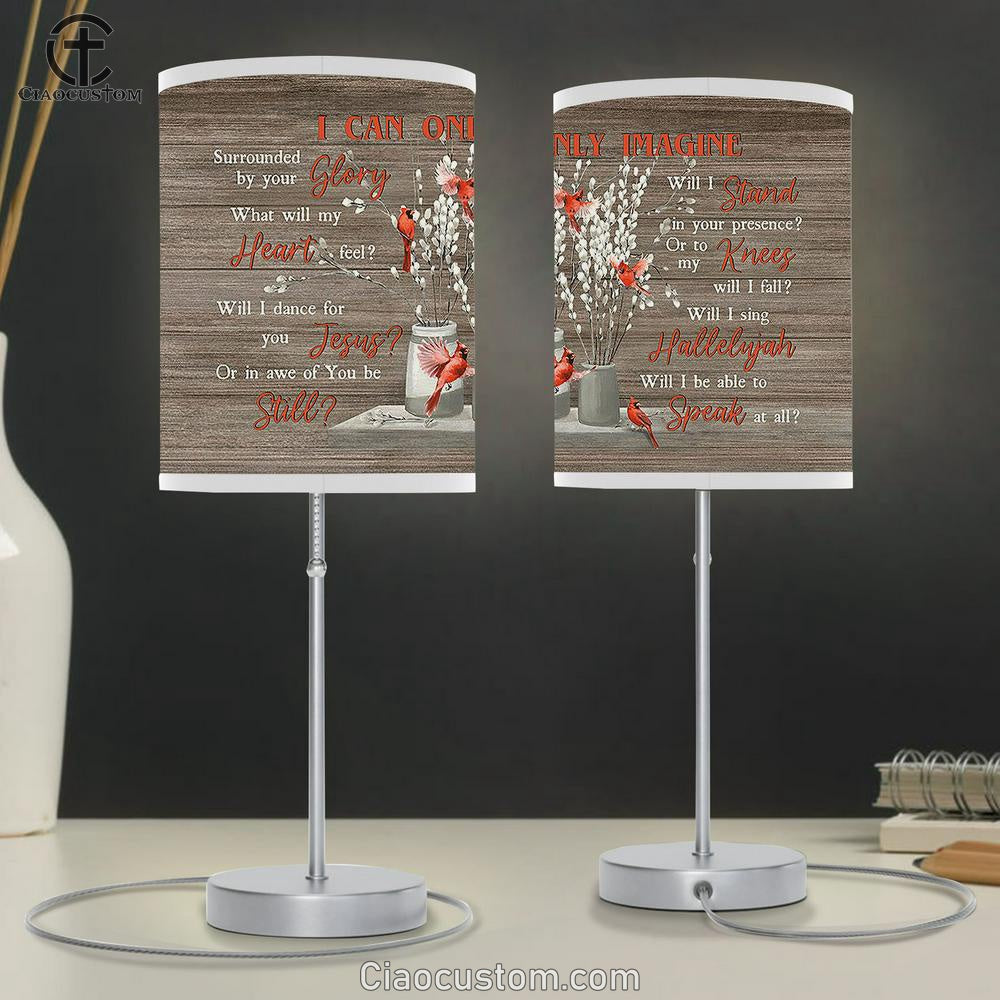 I Can Only Imagine Cardinal Briar Flower Vase Table Lamp For Bedroom - Bible Verse Table Lamp - Religious Room Decor