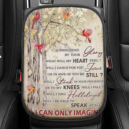 I Can Only Imagine Cardinal On The Cross Seat Box Cover, Christian Car Center Console Cover, Religious Car Interior Accessories