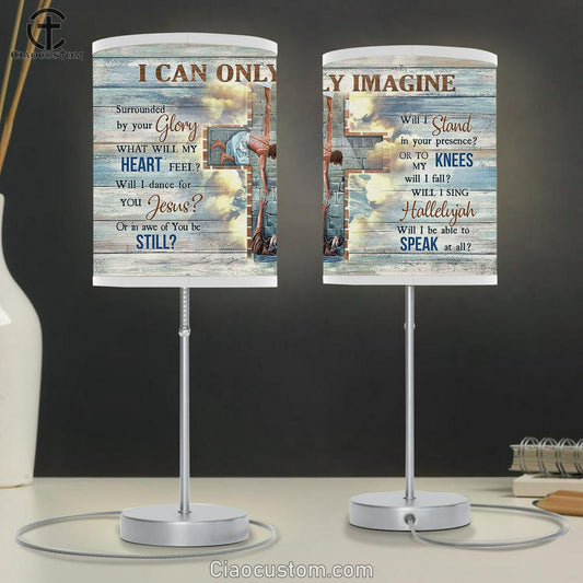 I Can Only Imagine Cross Christ The Redeemer Christian Song Table Lamp For Bedroom - Bible Verse Table Lamp - Religious Room Decor