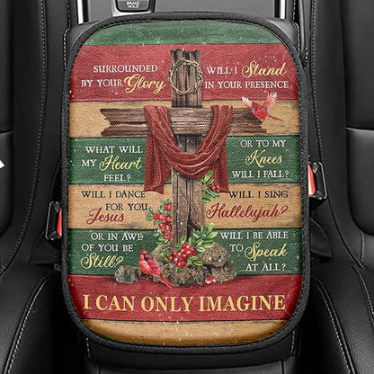 I Can Only Imagine Cross Sunflower Seat Box Cover, Christian Car Center Console Cover, Religious Car Interior Accessories