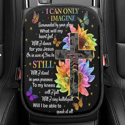 I Can Only Imagine Daisy Flower Hummingbird Seat Box Cover, Bible Verse Car Center Console Cover, Christian Inspirational Car Interior Accessories