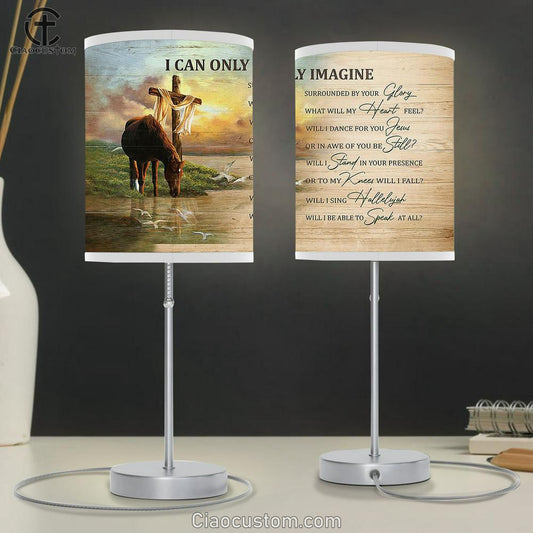 I Can Only Imagine Horse River Cross Lamp Art Table Lamp - Christian Room Decor - Gifts For Horse Lovers