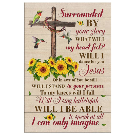 I Can Only Imagine Hummingbird Sunflower Cross Canvas Wall Art - Christian Canvas Prints - Bible Verse Canvas