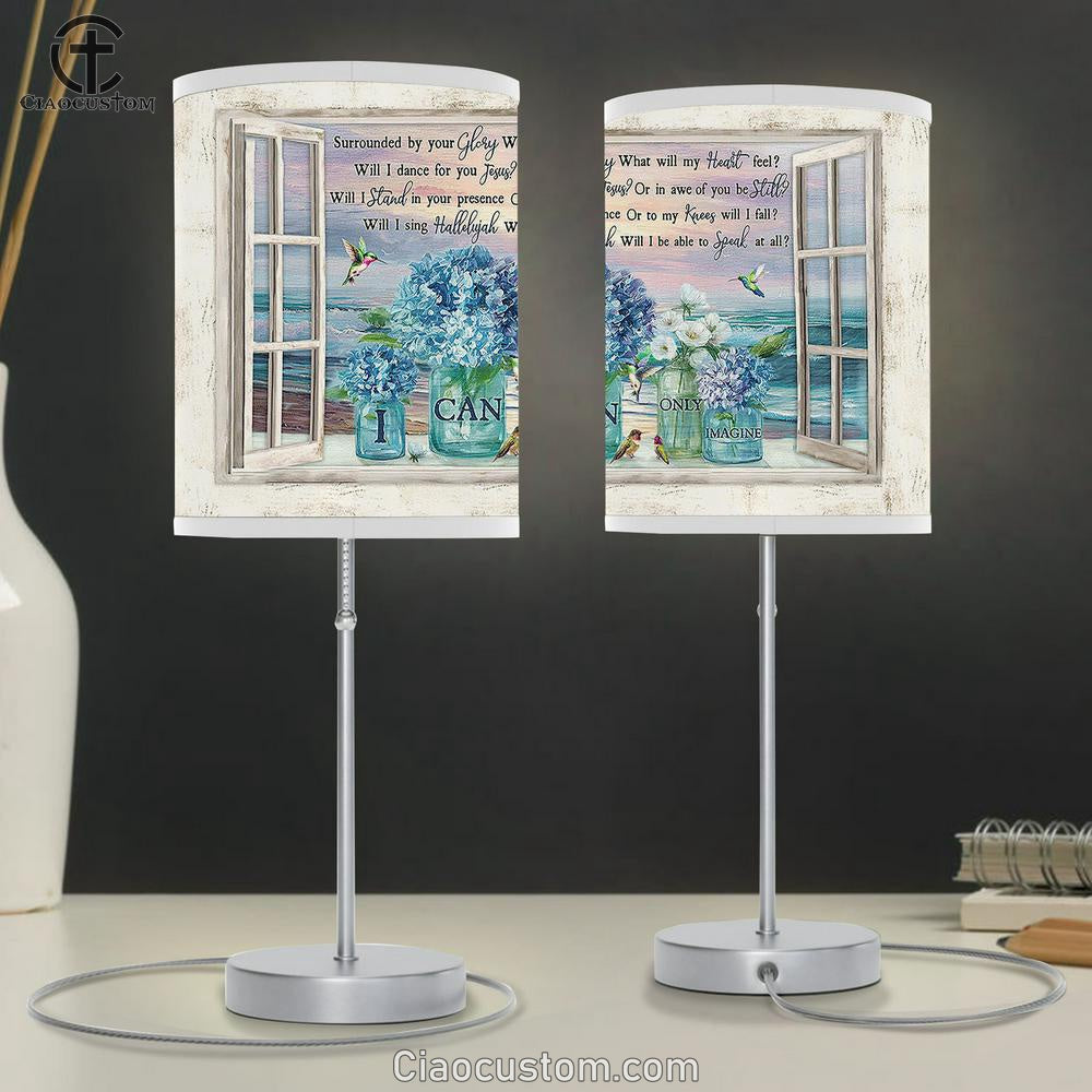 I Can Only Imagine Hydrangea Blue Flower Amazing Sunset Large Table Lamp Art - Christian Room Decor - Religious Room Decor