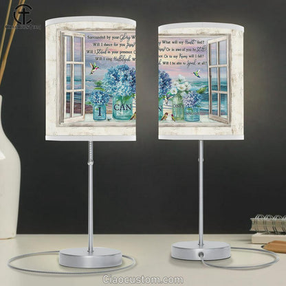 I Can Only Imagine Hydrangea Blue Flower Amazing Sunset Large Table Lamp Art - Christian Room Decor - Religious Room Decor