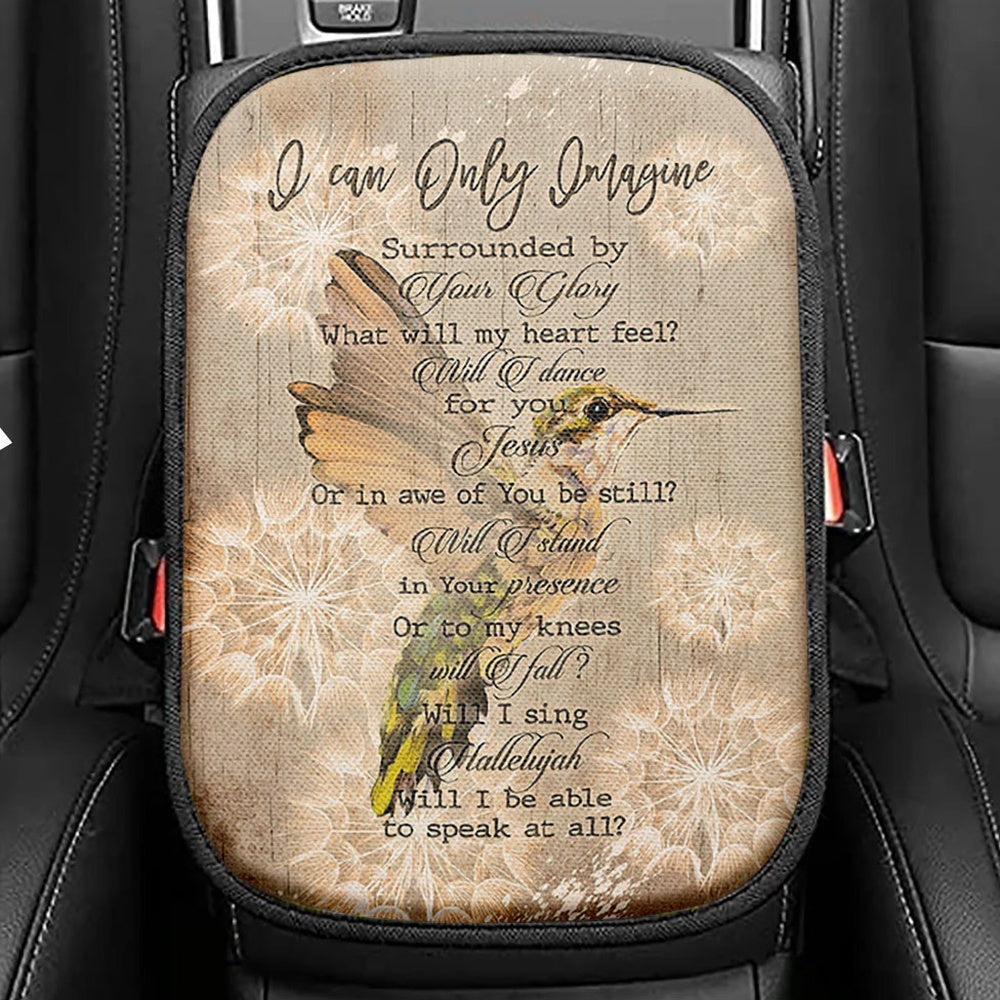 I Can Only Imagine Jesus & Butterflies Seat Box Cover, Jesus Car Center Console Cover, Christian Car Interior Accessories