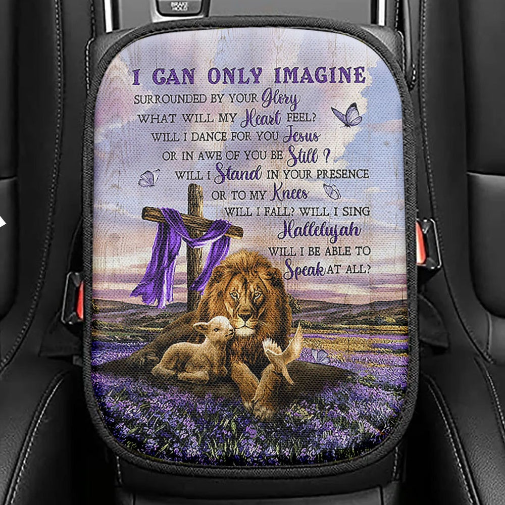 I Can Only Imagine Lion Dove Seat Box Cover, Bible Verse Car Center Console Cover, Inspirational Car Interior Accessories