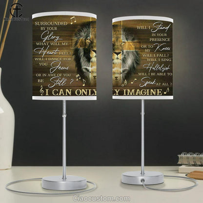 I Can Only Imagine Lion & Lamb & Cross Table Lamp For Bedroom - Bible Verse Lamp Art - Christian Home Decor