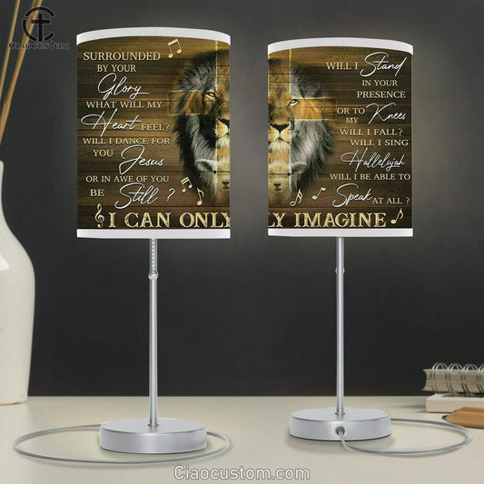 I Can Only Imagine Lion & Lamb & Cross Table Lamp For Bedroom - Bible Verse Lamp Art - Christian Home Decor