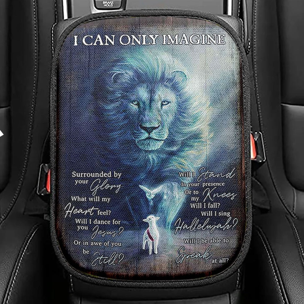 I Can Only Imagine Lion Of Judah Seat Box Cover, Bible Verse Car Center Console Cover, Christian Inspirational Car Interior Accessories
