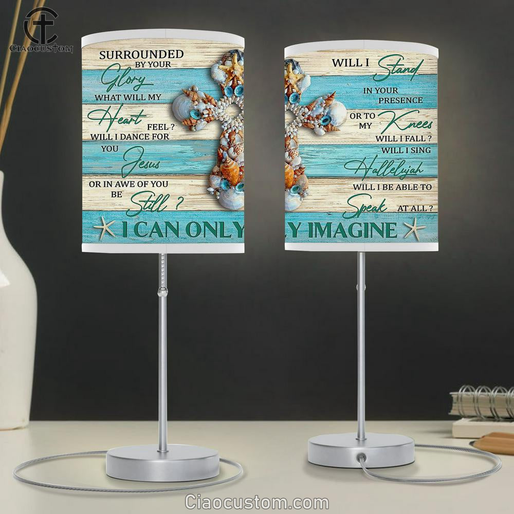 I Can Only Imagine Pearl Cross Table Lamp For Bedroom - Bible Verse Lamp Art - Christian Home Decor