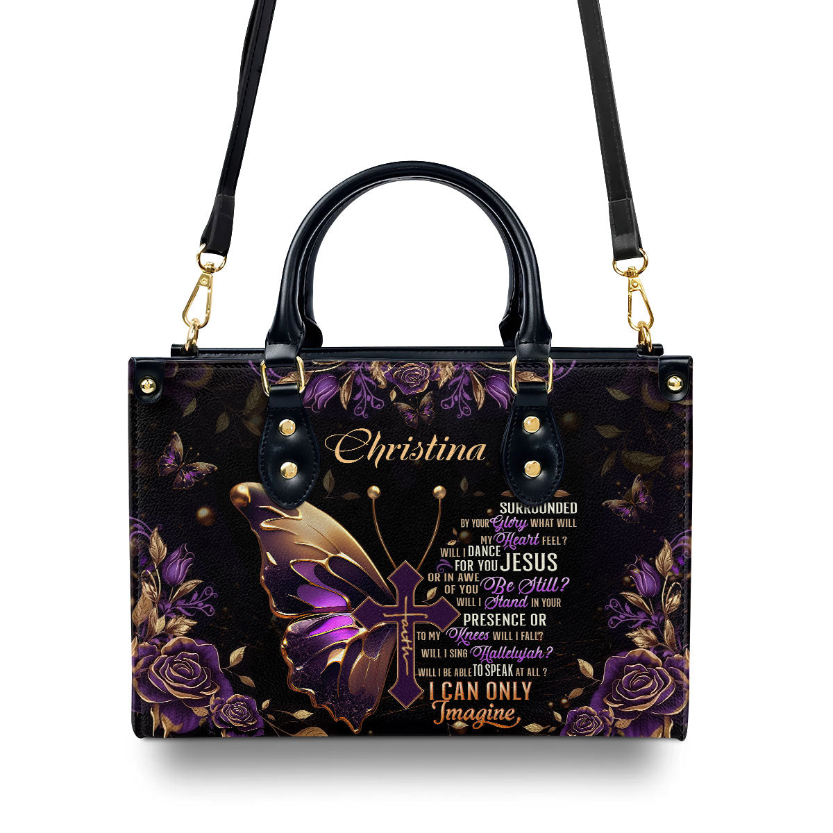 I Can Only Imagine  Personalized Leather Handbag With Zipper - Inspirational Gift Christian Ladies