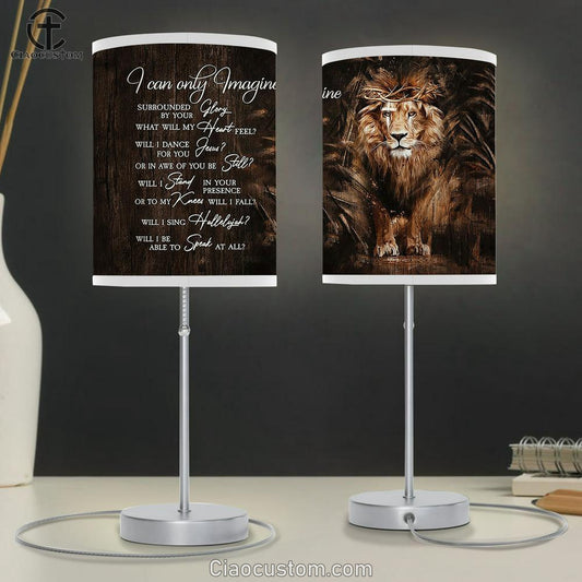 I Can Only Imagine Table Lamp - Lion Of Judah Crown Of Thorns Large Table Lamp Art - Christian Room Decor - Religious Room Decor