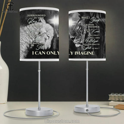I Can Only Imagine Table Lamp - Lion Of Judah Lamb Of God Cross Light Large Table Lamp Art - Christian Room Decor - Religious Room Decor