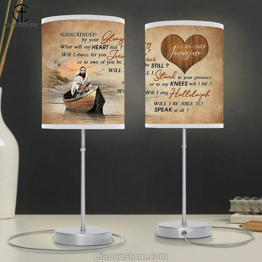 I Can Only Imagine Table Lamp - Walking With Jesus Boat Table Lamp For Bedroom - Bible Verse Table Lamp - Religious Room Decor