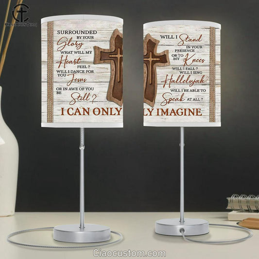 I Can Only Imagine Wooden Cross Christian Table Lamp For Bedroom - Christian Room Decor