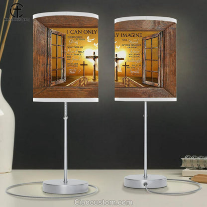 I Can Only Imagine Wooden Cross White Dove Table Lamp Prints - Religious Table Lamp Art - Christian Home Decor