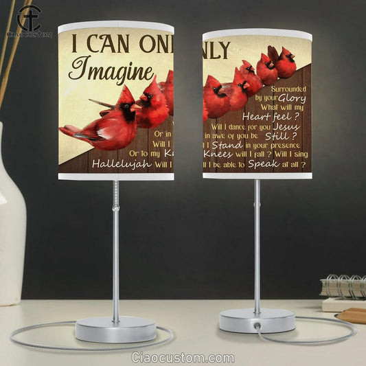 I Can Only Imagine Wooden Fence Cardinals Large Table Lamp Art - Christian Lamp Art Home Decor - Religious Table Lamp Prints