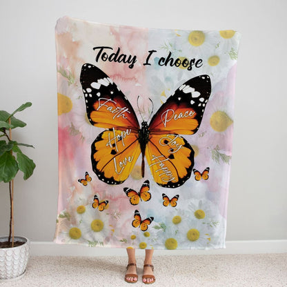 I Choose Faith Hope Love Peace Joy Happy Fleece Blanket - Christian Blanket - Bible Verse Blanket