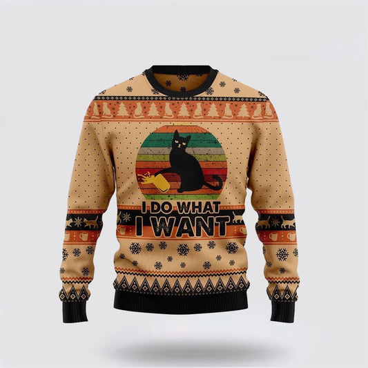 I Do What A Want Black Cat Ugly Christmas Sweater For Men And Women, Best Gift For Christmas, Christmas Fashion Winter