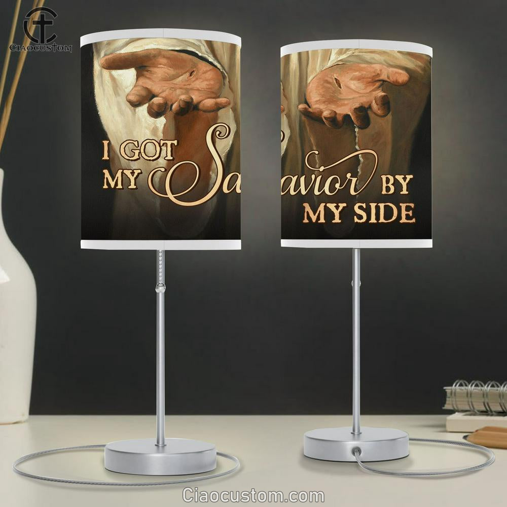 I Got My Savior By My Side Table Lamp - The Hand Of God Large Table Lamp Art - Christian Lamp Art Home Decor - Religious Table Lamp Prints
