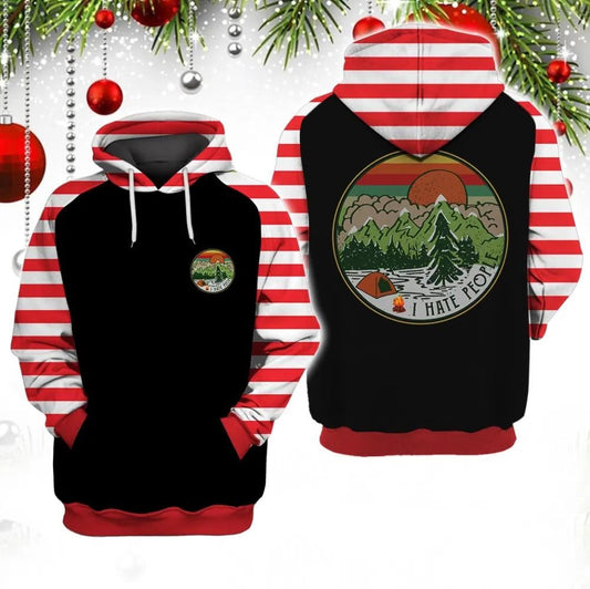 I Hate People Christmas Camping All Over Print 3D Hoodie For Men And Women, Christmas Gift, Warm Winter Clothes, Best Outfit Christmas