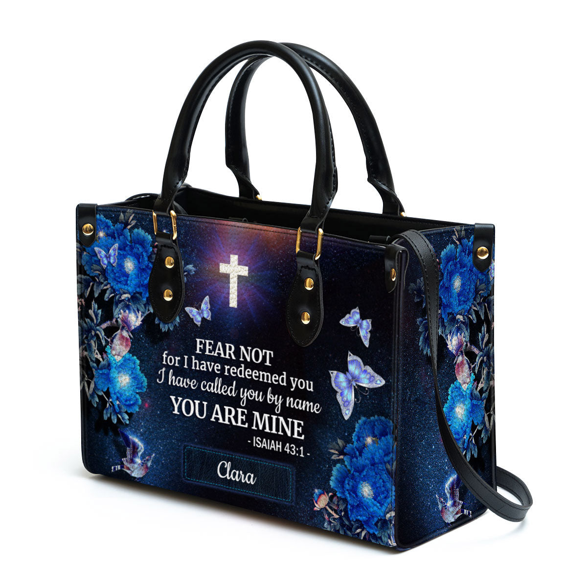 I Have Called You By Name Leather Bag - Custom Name Flower Leather Handbag - Christian Gifts For Women