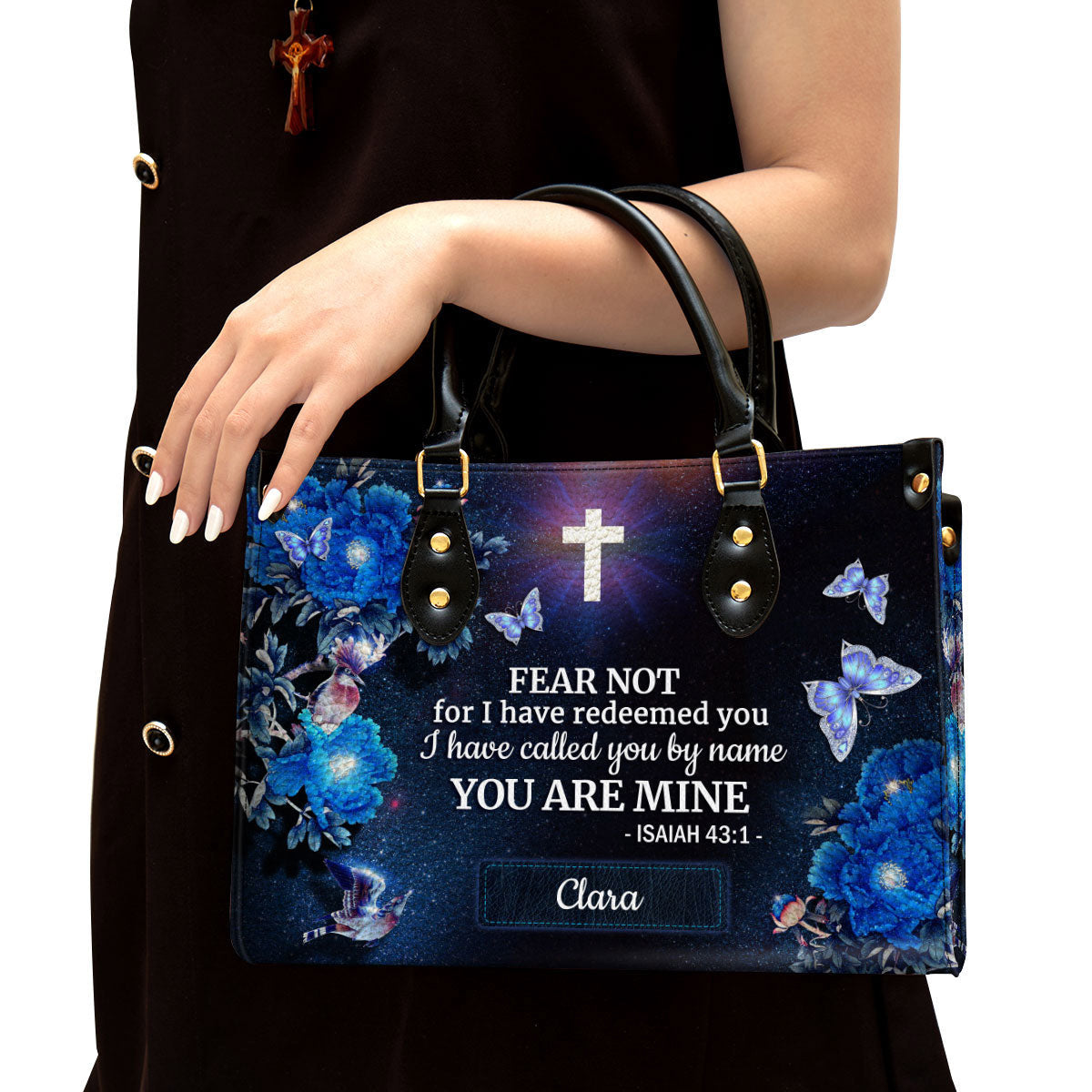 I Have Called You By Name Leather Bag - Custom Name Flower Leather Handbag - Christian Gifts For Women