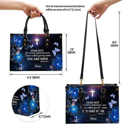 I Have Called You By Name Leather Bag - Custom Name Flower Leather Handbag - Christian Gifts For Women