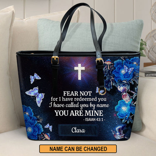 I Have Called You By Name Personalized Large Leather Tote Bag - Christian Inspirational Gifts For Women