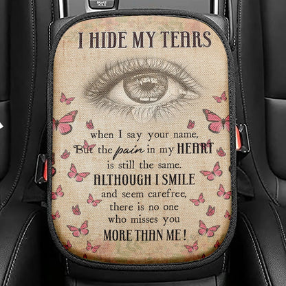 I Hide My Tears Flowers Eye Tear Butterfly Seat Box Cover, Christian Car Center Console Cover, Religious Car Interior Accessories