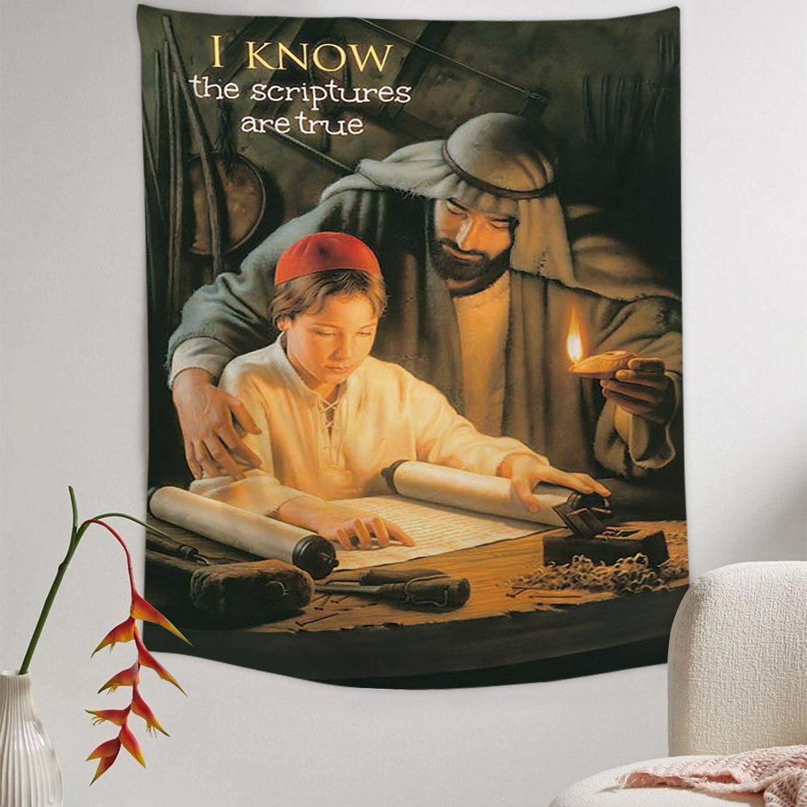 I Know the Scriptures are True Tapestry - Jesus Picture - Religious Tapestry - Christian Tapestry Wall Hangings