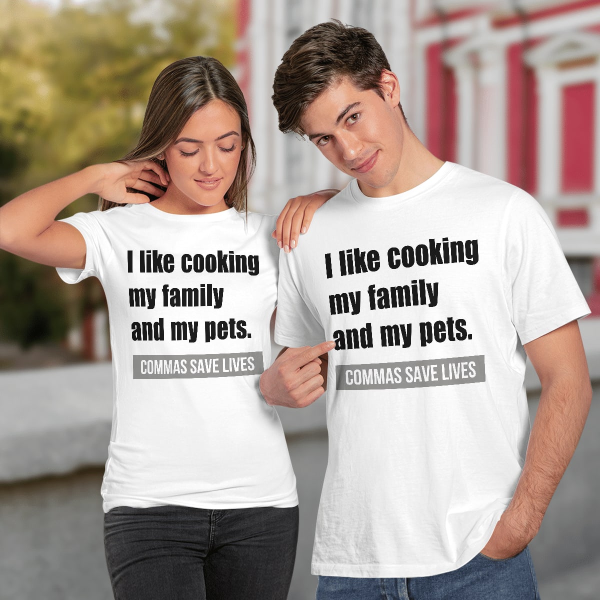 I Like Cooking My Family And My Pets, Commas Save Lives T-Shirt
