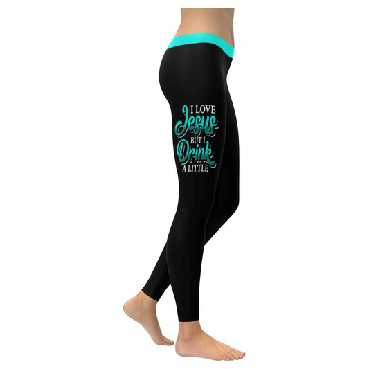I Love Jesus But I Drink A Little Soft Leggings For Women  Christian - Christian Leggings For Women